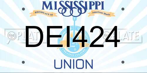 DEI424 Mississippi License Plate