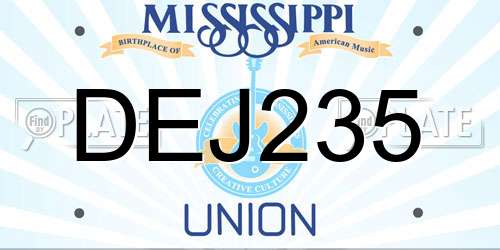 DEJ235 Mississippi License Plate