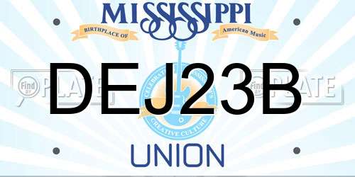 DEJ23B Mississippi License Plate
