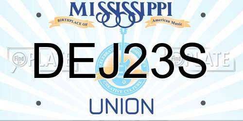DEJ23S Mississippi License Plate