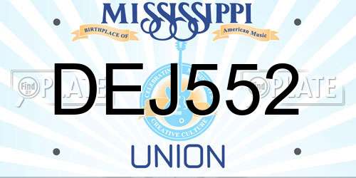 DEJ552 Mississippi License Plate