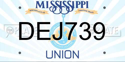 DEJ739 Mississippi License Plate
