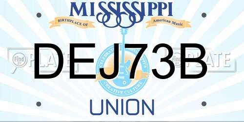 DEJ73B Mississippi License Plate