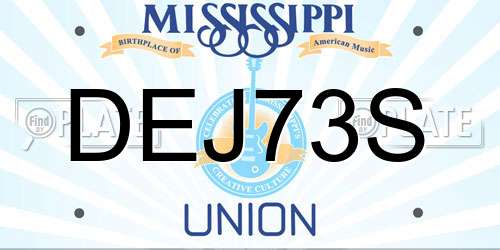 DEJ73S Mississippi License Plate