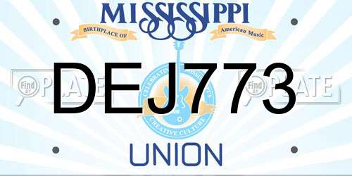 DEJ773 Mississippi License Plate