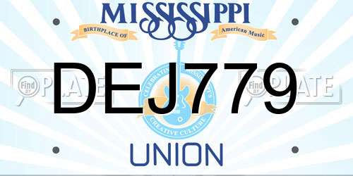 DEJ779 Mississippi License Plate