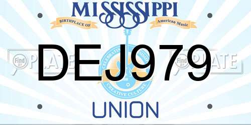 DEJ979 Mississippi License Plate