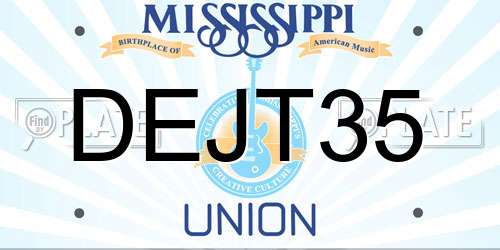 DEJT35 Mississippi License Plate
