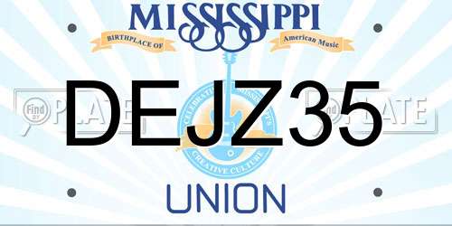 DEJZ35 Mississippi License Plate