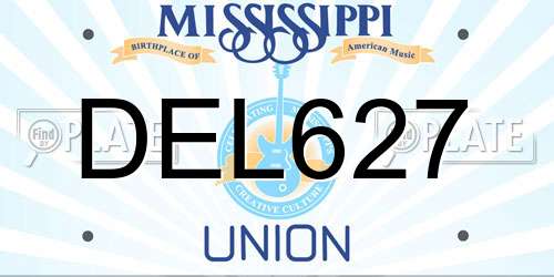 DEL627 Mississippi License Plate