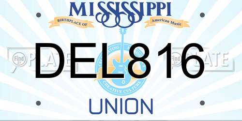 DEL816 Mississippi License Plate