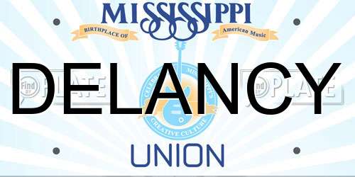DELANCY Mississippi License Plate