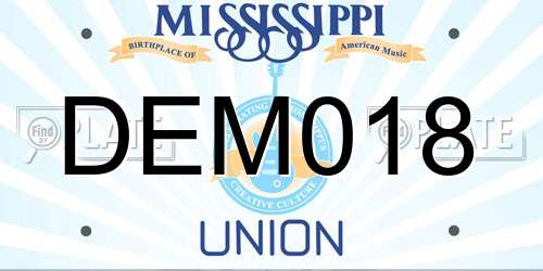DEM018 Mississippi License Plate
