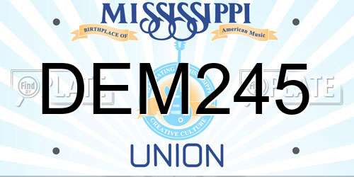DEM245 Mississippi License Plate