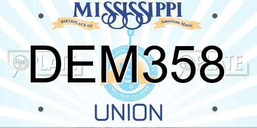 DEM358 Mississippi License Plate