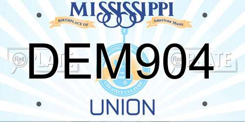DEM904 Mississippi License Plate