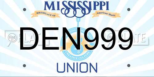 DEN999 Mississippi License Plate