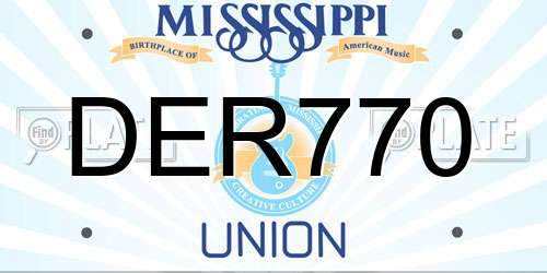 DER770 Mississippi License Plate