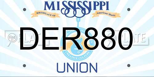 DER880 Mississippi License Plate