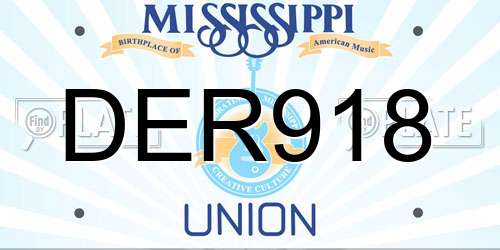 DER918 Mississippi License Plate