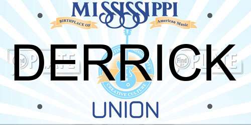 DERRICK Mississippi License Plate