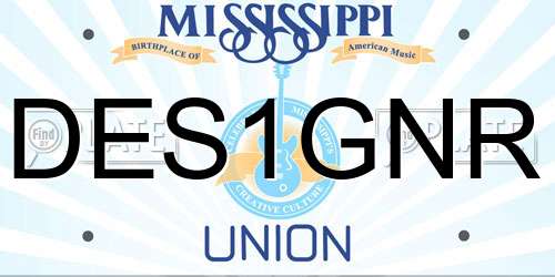 DES1GNR Mississippi License Plate