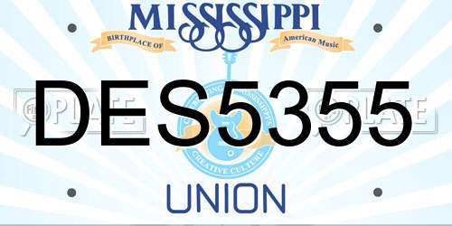 DES5355 Mississippi License Plate