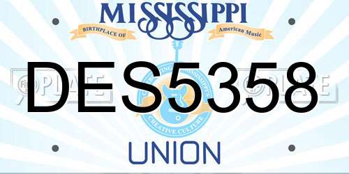 DES5358 Mississippi License Plate