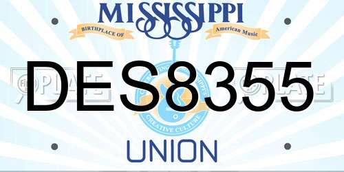 DES8355 Mississippi License Plate