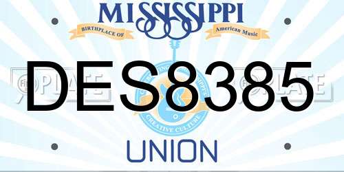 DES8385 Mississippi License Plate