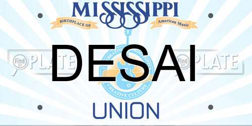 DESAI Mississippi License Plate