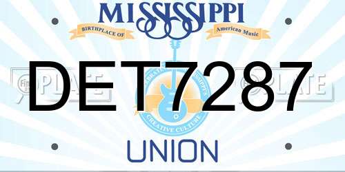 DET7287 Mississippi License Plate