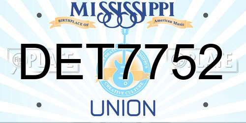 DET7752 Mississippi License Plate