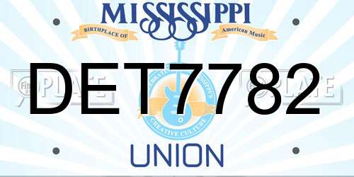 DET7782 Mississippi License Plate