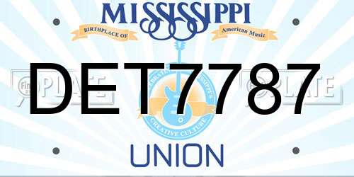 DET7787 Mississippi License Plate