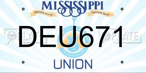 DEU671 Mississippi License Plate