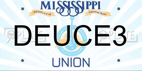 DEUCE3 Mississippi License Plate