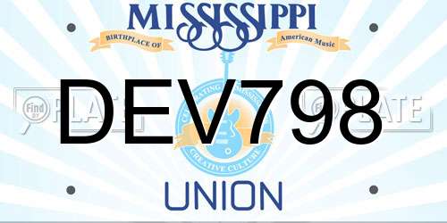 DEV798 Mississippi License Plate