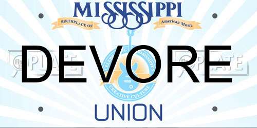 DEVORE Mississippi License Plate
