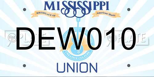 DEW010 Mississippi License Plate