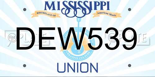 DEW539 Mississippi License Plate
