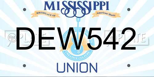 DEW542 Mississippi License Plate