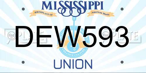 DEW593 Mississippi License Plate