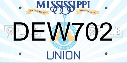 DEW702 Mississippi License Plate