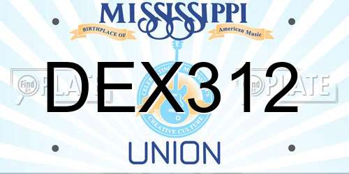 DEX312 Mississippi License Plate