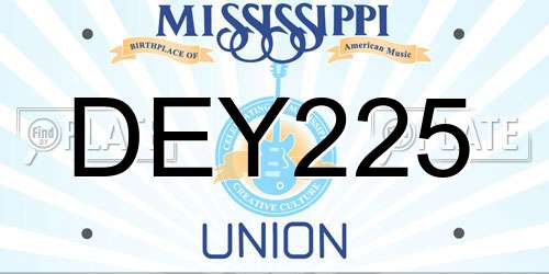DEY225 Mississippi License Plate