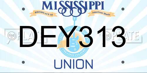 DEY313 Mississippi License Plate