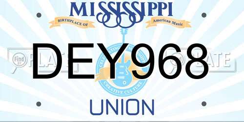 DEY968 Mississippi License Plate