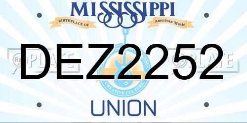 DEZ2252 Mississippi License Plate