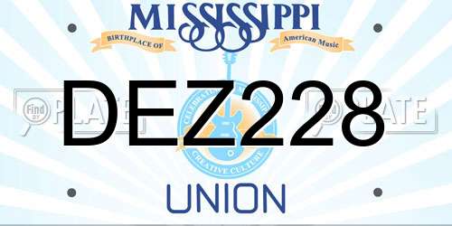 DEZ228 Mississippi License Plate